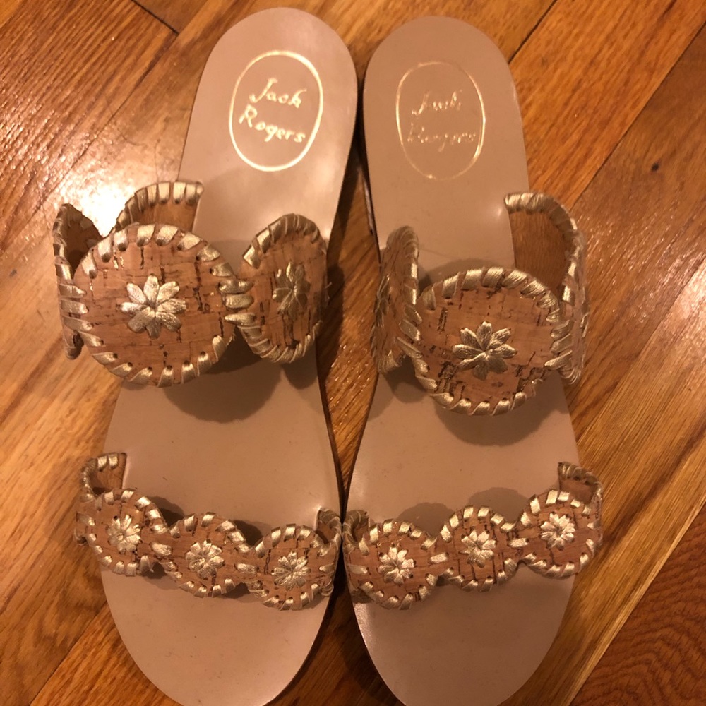 Jack Rogers Lauren Sandal in Cognac and Gold